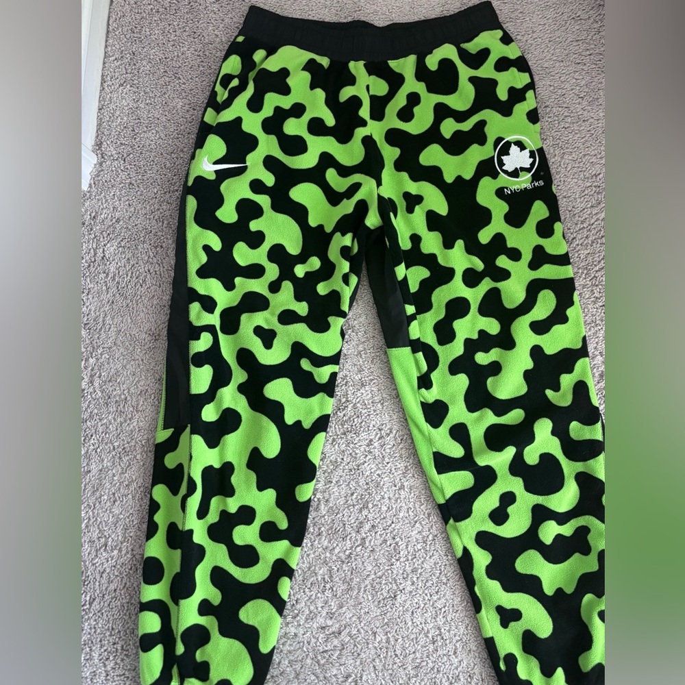 Nike Lime Green and Black Camo Joggers